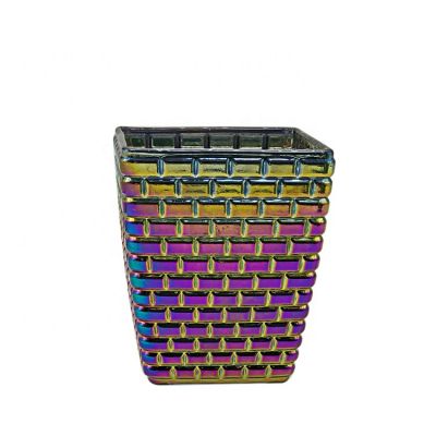 10oz frosted glass candle jar gradient purple color square glass wall candle jar