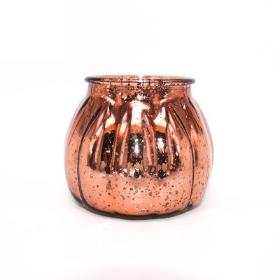 Tall Gold/Rose Glod Electroplate/Mercury Painted Glass Candle Holder