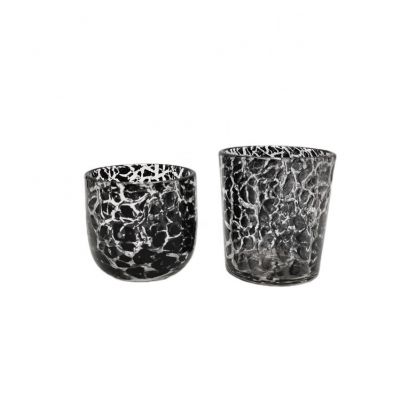 Unique Hand Made Black Leopard Glass Candle Jars