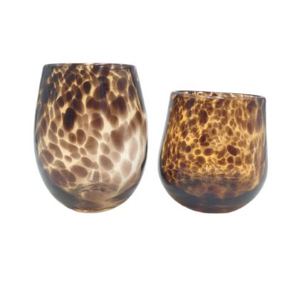 Unique Blown White Spots Glass Candle Jars and candle holders