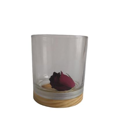 Wooden bottom candle jar