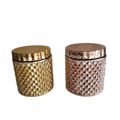 Embossed cylinder glass jar for candle making