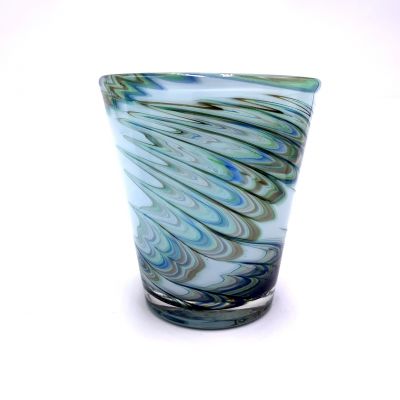 hand made dishwasher safe unique swirl glass candle cup and water glass tumbler for sale