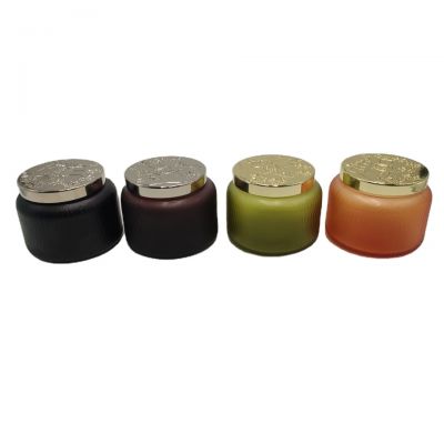 Matt Black Decorative Glass Candle Jars With Metal Lid