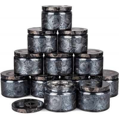 Hot selling high style custom logo embossed 4 oz luxury candle jar candle glass jar