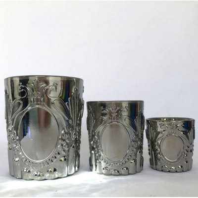 Wholesale round glass grey candle jars with cork lid for candle making