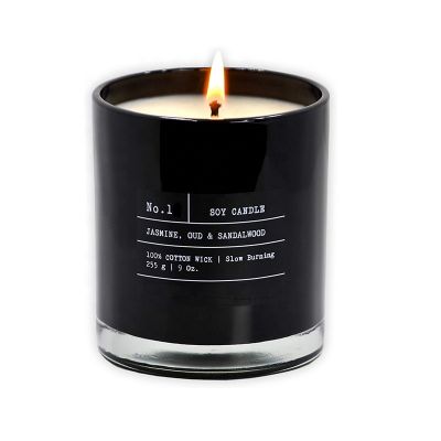 OEM 11oz finish glossy matt black glass candle jar for wedding party wax container soy holder