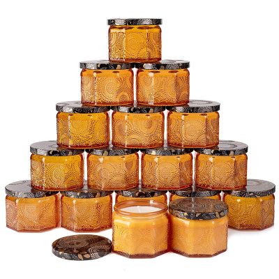 2021 New modern designed 4oz embossed personalized small pretty prayer glass candle jars with cap