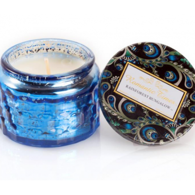Electroplating corrosion stained glass candle jar