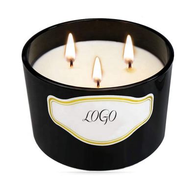 New design 17oz round glass candle jars 3 wicks wax vessel container