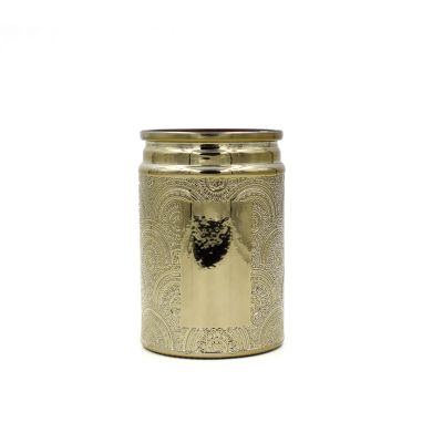 Customized Gold Plated Glass Candle Cup With Lids