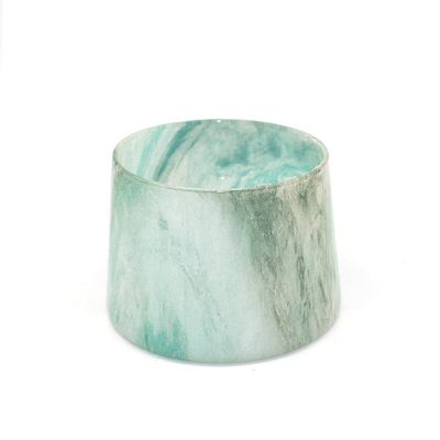 color glass candle jar with wooden lid