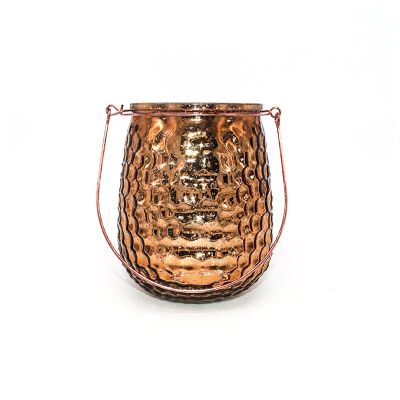 Golden electroplate glass candle holder