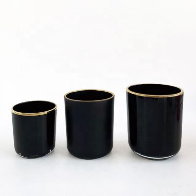 Matte Candle Jars Painted Color Gold Rim Glass Scented Candle Holders with Lids