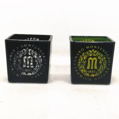 8*8cm 15*15cm matte black square candle with transparent logo