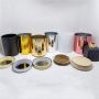 14 ounce luxury empty electroplated gold silver rose gold black glass candle container vessels