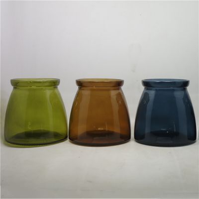 23 oz empty glass candle jar with lid glossy amber glossy green