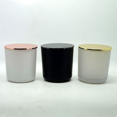 customized 8 oz 250 ml 400 ml matte black matte white glass candle vessel black lid