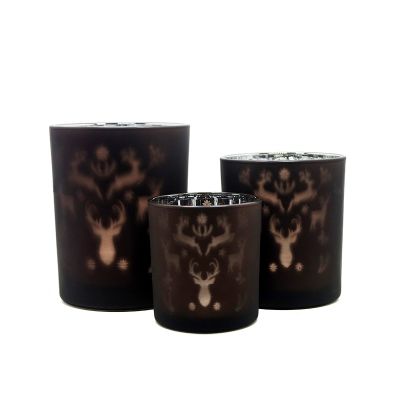 6oz 11oz 18ozz empty large electroplated christmas deer design glass candle jars