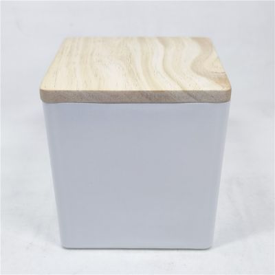 4oz 6oz 8oz 10oz 12oz matte white square glass candle jar with white wood lid