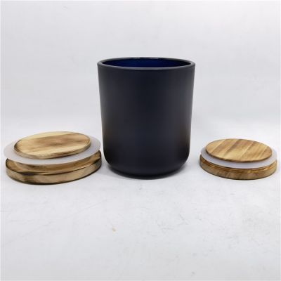 15 oz empty painted black glass candle jars and lids
