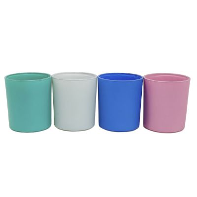 Wholesale cheap customized color glass candle jar flat bottom straight side candle holder with wood lid