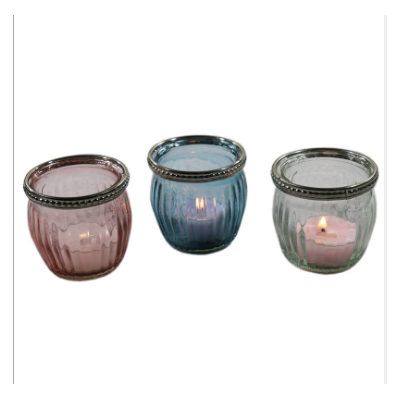 high quality large gold clear empty elegant delicate smooth glass candle jars