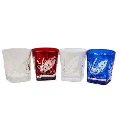 Sprayed color hand cut glass candle holder handmade crafts glass candle jar