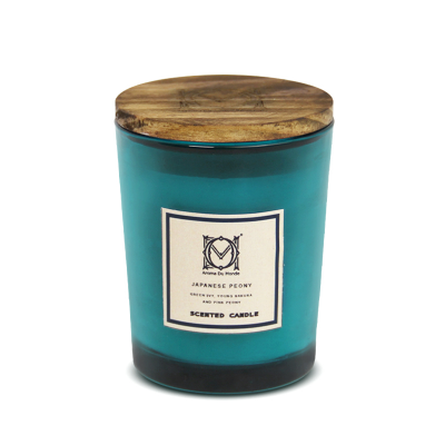 wholesale customized print logo Glass Candle holder With Wooden Lids