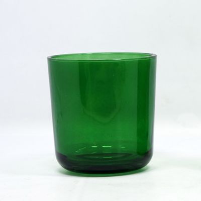 wholesale frosted/glossy green coloured glass candle container with lid