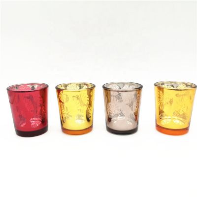 2020 hot sale plating elegant laser Glass Tealight Votive Candle Holder Night Light Home Decor Gift