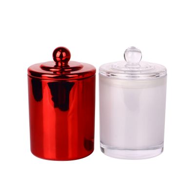 Unique design decorative glass candle jar for candle with lid