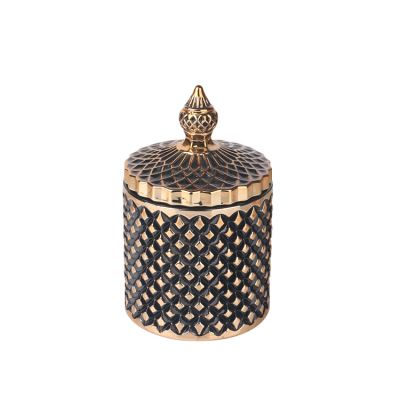 Black Custom Color Home Accessories Fashion With Lid Empty Glass Jar For Candles And Box