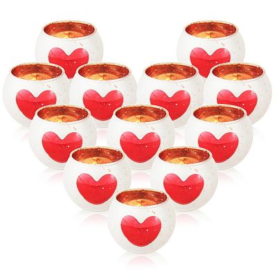 2020 New designed home decor crystal glass custom silver heart votive candle holder set of 12 pcs