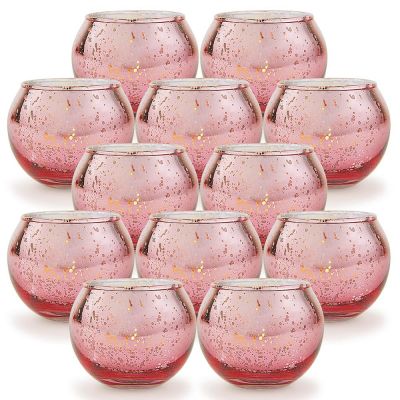 Rose gold modern home decoration antique crystal gold candle holder set of 12 pcs