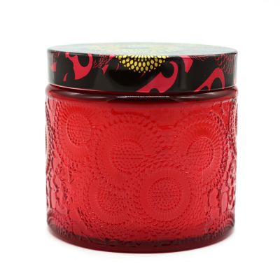 wholesale customized red candle glass jar glass candle holder