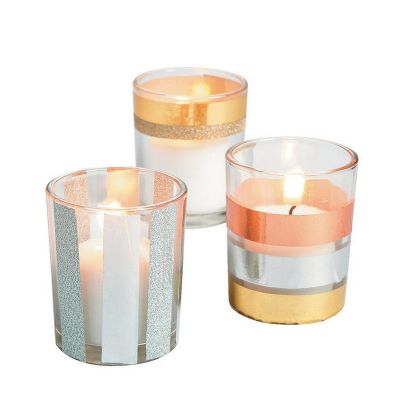 Red Glass Candleholder/Candle Cup with Golden pattern