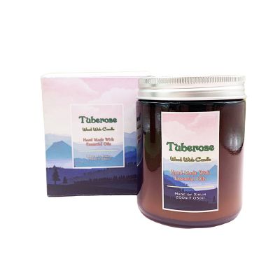 Cheap Amber Glass Candle Jar with metal lid