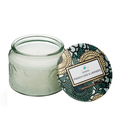 Luxury China Supply Eco-Friendly Wick Crystal Glass Candle Jar With Metal Lid in Bulk