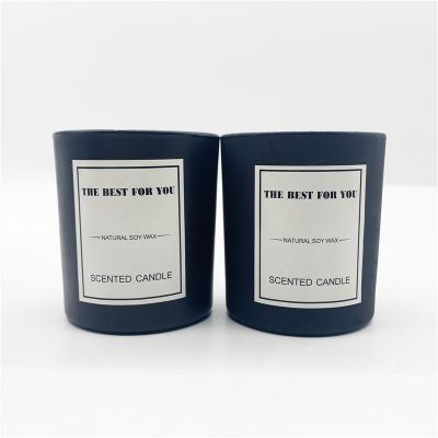 Wholesale Wedding Birthday Decorative Classic Matte Black Glass Candle jar 
