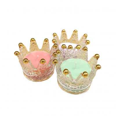 Novel crown shape glass candle jar for home decoration