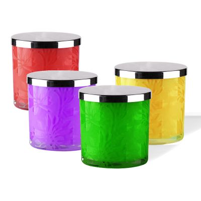 9oz Christmas Electroplated Empty Electroplated Candle Jars with Lids Metal holders Glass Jars for Candle Making Custom Logo