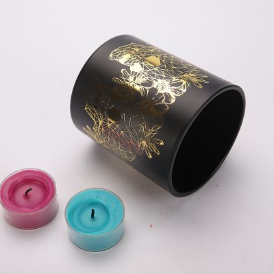 Wholesale Round Glass matt black candle holders glass candle jar
