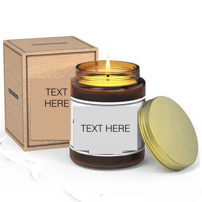custom logo 100ml 250ml amber glass candle jar with metal lid