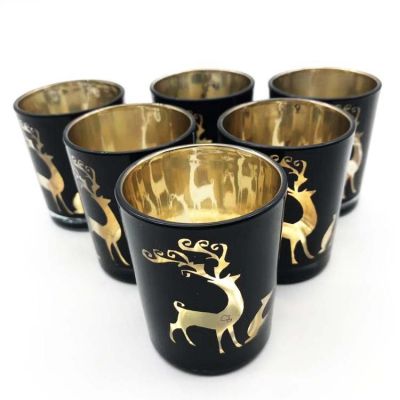 Beautiful Golden Renaissance Glass Candle Holder for Decoration