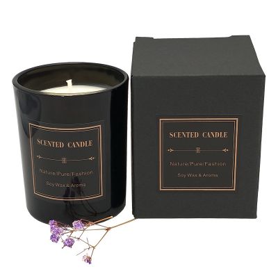Hot custom logo glass matte black home decoration sleep candle jar holders