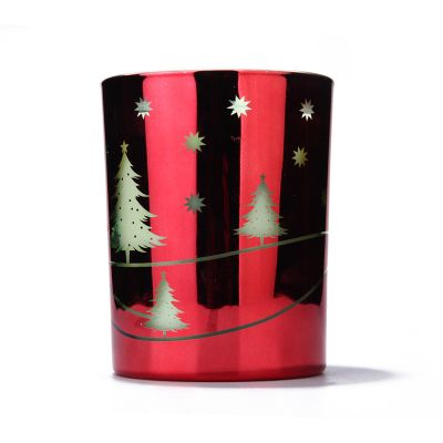 luxury red glass jar glass candle jar candle holder for Christmas