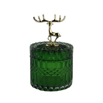 Wholesale Colored glass candle jars Glass candy jars with lid wedding decoration glass candle jar