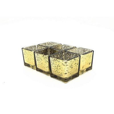 Wholesale square candle holder tealight cube glass candle holder