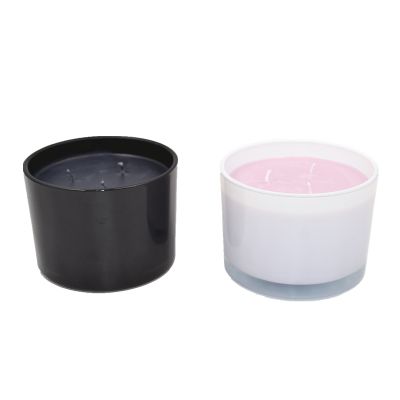 Customized Luxury Black and White Glass 3 Wicks Candles Jar